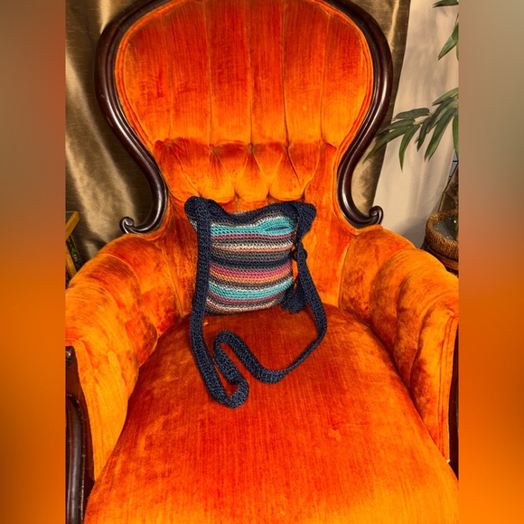 The Sak Crochet Shoulder Bag Strap Tote Striped Multi Color Boho Purse - Picture 4 of 9